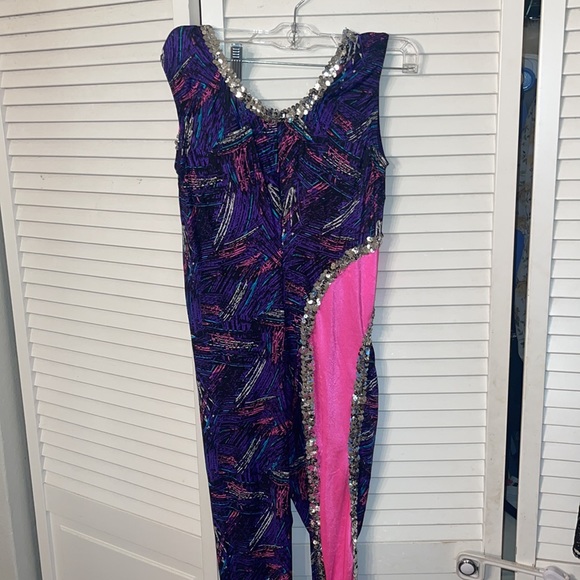 Vintage Halloween costume work out Barbie 80s 90s pink purple sequins party - Picture 3 of 7